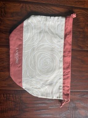 Lancome Pink and Cream Drawstring Cosmetic Pouch